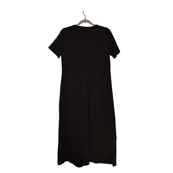 DENIM & CO. NEW‎ $64 Essentials Split V-Neck Knit Maxi Dress Black PS - Picture 2 of 3